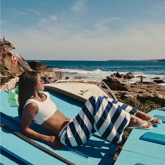 Free People Blue and White Striped Pants - Picture 3 of 4